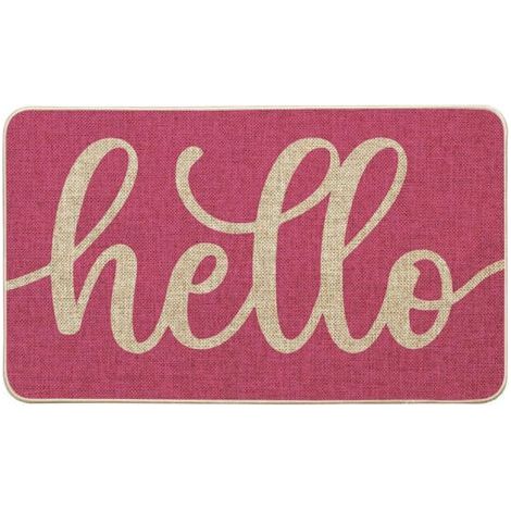 Pink “Hello Spring” Entrance Mat - Non-Slip - Suitable Indoor/Outdoor (1/5)