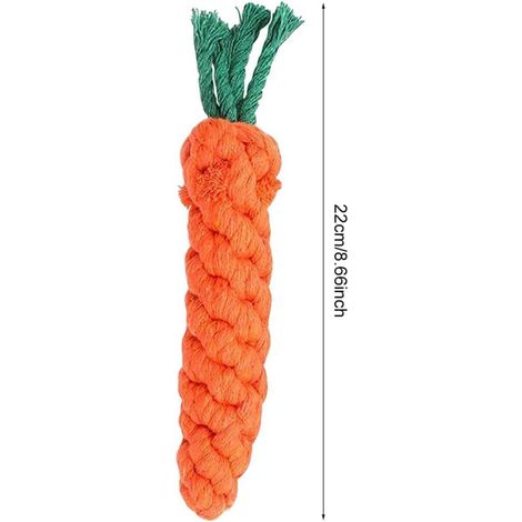 Lot de 2 jouets pour chiens en forme de carotte, corde tressée, nettoyage des dents, jouet interactif pour chiens de petite et moyenne taille (1/5)
