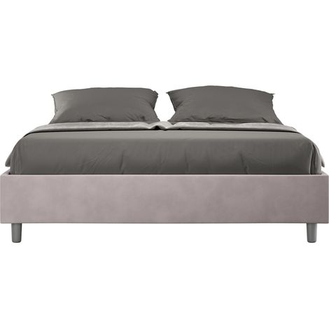 Cadre de lit 39cm en microfibre Avika - Minimalisme et Modernité Sommier et coffre-Rose clair-140x190-Option Sommier et coffre (1/5)