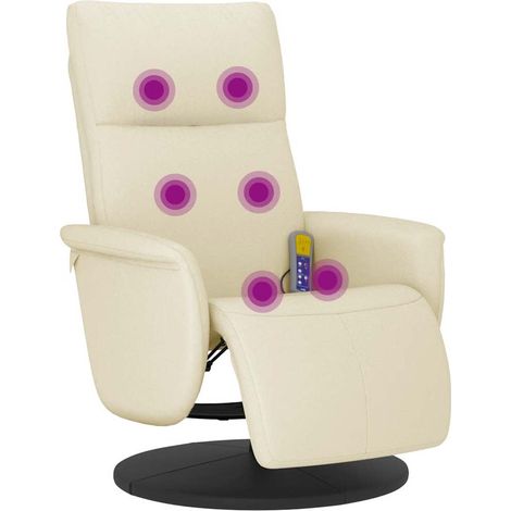 Fauteuil Inclinable - Fauteuil Relax et repose-pieds crème similicuir fr17243 (1/5)