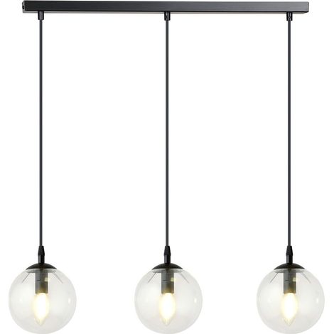 Lampada a Sospensione Cosmo, Acciaio verniciato a polvere, Vetro, Nero, 70x100x14 cm