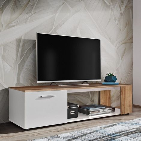 Meuble TV "RTV Maze I" 150cm Blanc & Naturel (1/2)