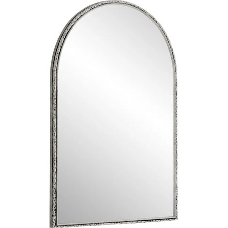 Miroir mural pour salle de bains 101x61cm Miroir de coiffeuse décoration arqué pour salon chambre à coucher et entrée Argent (1/5)