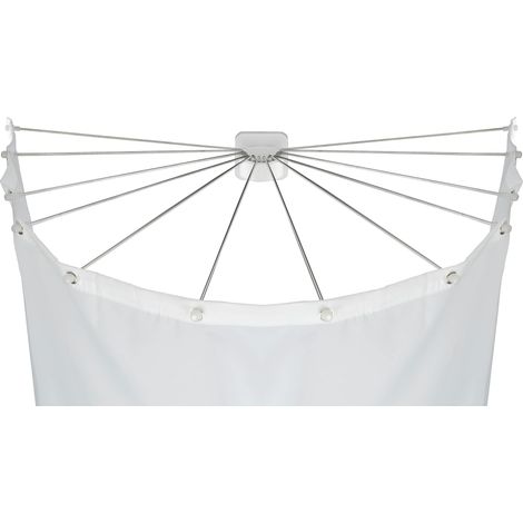 WENKO Telaio pieghevole per tenda doccia con 12 bracci, ABS, 96 x 10.5 x 72 cm, Bianco (1/5)