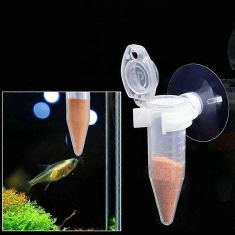 Distributeur automatique de nourriture pour poissons, entonnoir conique pour vers d'aquarium avec ventouse (1/2)