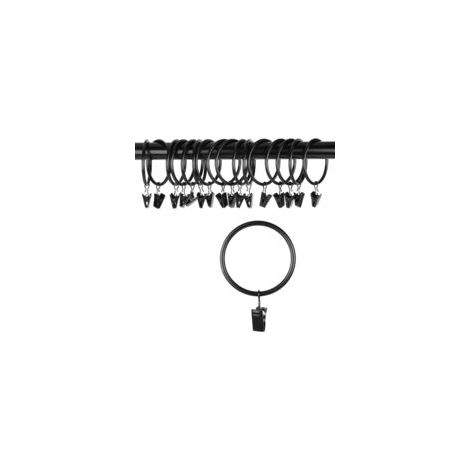 Draperie Rideau Clips avec des Anneaux (Φ50mm, Set de 16) - Antirouille Mat Acier Inoxydable Tringle à Rideau Anneaux Clip avec Oeillets pour Party Light, Tente (Vintage Black, 2 Pouces) (1/5)