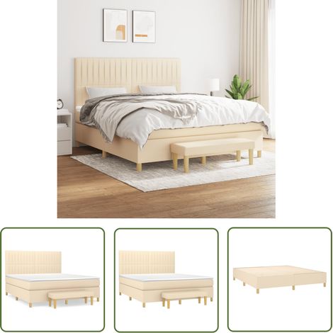 The Living Store Boxspringbett mit Matratze Creme 160x200 cm Stoff - Boxspringbett - Doppelbett - Cremefarbenes Bett - Betten Mit Kopfteil - Federkernmatratze (1/5)
