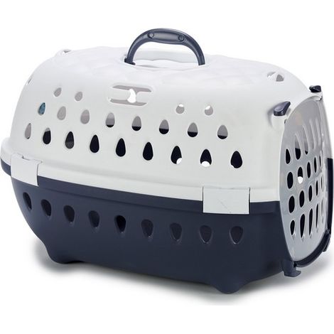 Stefanplast trasportino travel chic, gabbia trasporto per cani e gatti blu navy/bianco (1/4)