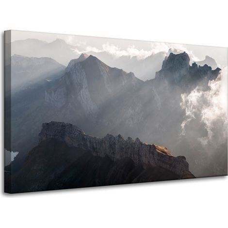 Leinwanddruck „Natur: Berge in den Wolken“, 100 x 60 cm