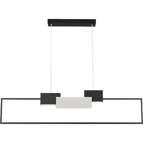 TrAdE Shop Traesio - Lampadario A Sospensione Led 36w Rettangolare Con Telecomando Design Moderno Nero 71585 - (1/5)
