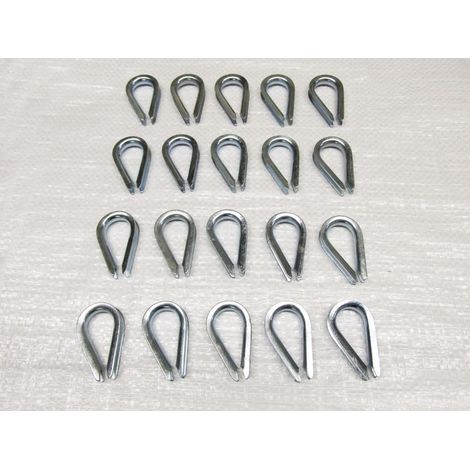5MM Wire Rope Thimbles x20 - Galvanised Steel Commercial Loop (1/2)