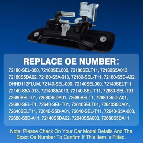 Poignée de porte extérieure arrière droite, barre de tirage, poignée de porte extérieure noire compatible avec Honda Fit/City/Jazz 2002-2008, arrière droite (1/3)