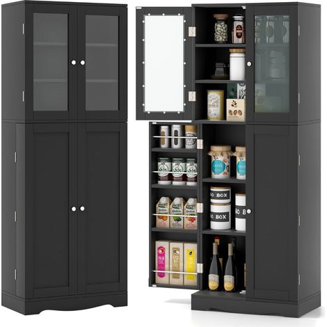 Vetrina in vetro 60 x 31,5 x 161,5 cm soluzione di archiviazione moderna antiribaltamento stile scandinavo in mdf nero 200017595