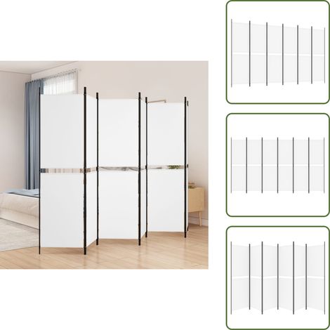 Weiß - vidaXL 6-tlg. Paravent Weiß 300x180 cm Stoff - Wohnzimmerparavent (1/5)