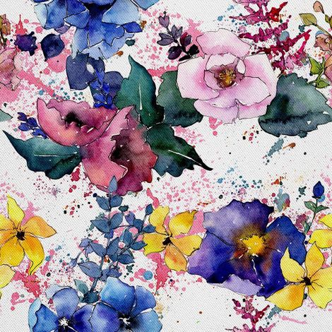 Tela Oxford decorativa para exteriores - Motivo de flores silvestres 2 I DX228 (1/5)
