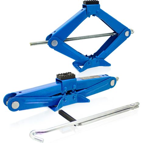 BITUXX KFZ Scherenwagenheber 2T flach Wagenheber 2 Tonnen Hubhöhe von 10,5 cm bis 38 cm inkl. Gummiauflage und praktischer Handkurbel