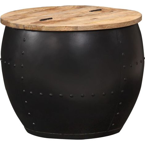 Table basse ronde 53x43 Bois de manguier massif (1/5)