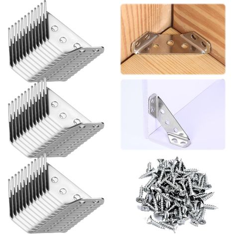 Lot de 40 connecteurs d’angle en acier inoxydable avec pare-chocs de sécurité – Meubles et coins (1/5)