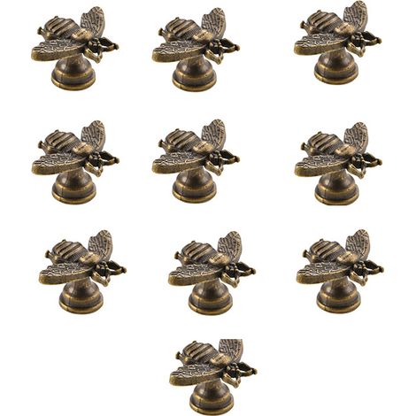 Lot de 10 boutons de meuble en laiton antique, pour tiroirs à un seul trou. (1/4)
