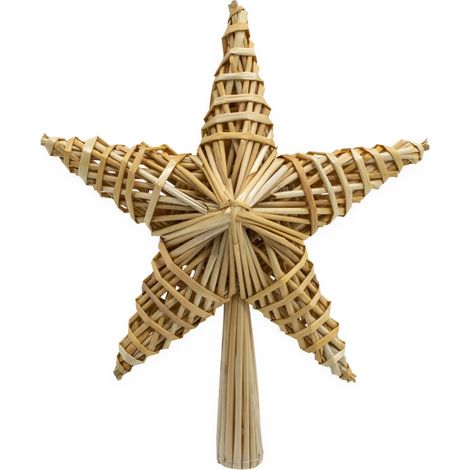 Strohstern Christbaumspitze klassisch - 30 cm - Tannenbaumspitze 3D Weihnachtsstern traditionell