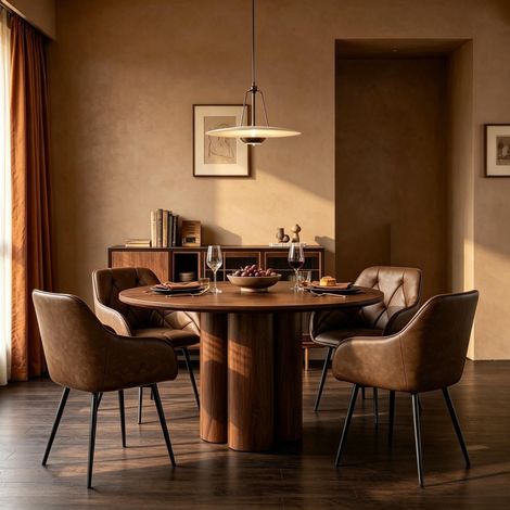 Sillas de comedor con reposabrazos, lote de 2, polipiel marrón oscuro HAVRYA (1/5)