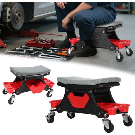 Randaco Taburete de taller ergonómico con ruedas 410 lb / 185 kg y asiento de espuma