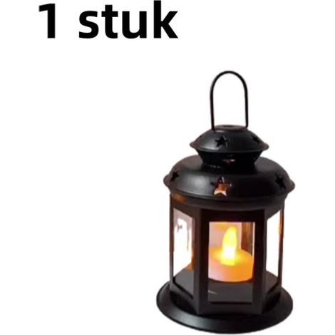 pièce - Lanternes portatives - Bougeoir à main en fer - Lampe d'ambiance avec Design étoile et bougeoir Bougies parfumées - Lumière d'ambiance décorative pour l'intérieur et l'extérieur - Zwart (1/5)