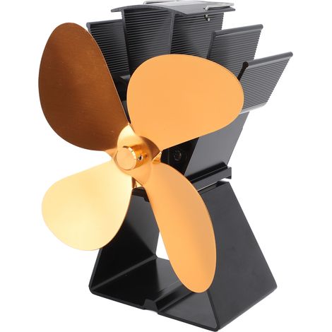 Ventilateur de cheminée à 4 pales verticales trapézoïdales thermoélectriques pour poêles à bois, couleur or