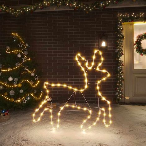 vidaXL Figura de reno de Navidad con 72 LED blanco cálido 57x55x4,5 cm (1/5)