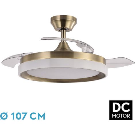 Ventilatore dc zenit pelle 72w 3 pale pieghevoli 107d 7200lm 6vel 3000k,4500k,6000k, telecomando+timer+memoria