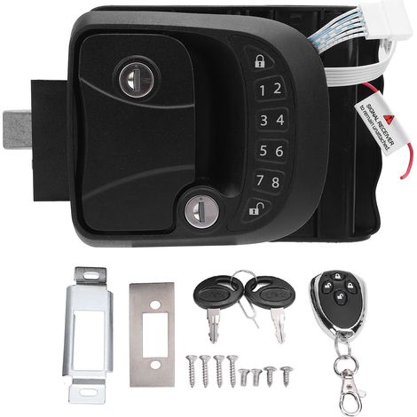 Serrure porte camping-car sans clé avec télécommande et clavier, alliage de zinc noir, pour cadre 30-40mm, installation facile côté droit (1/5)