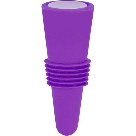 Bouchon de Vin en Silicone Alimentaire et Acier Inoxydable, Réutilisable, 6.1x2.35cm, Décoratif et Pratique, Violet (1/5)