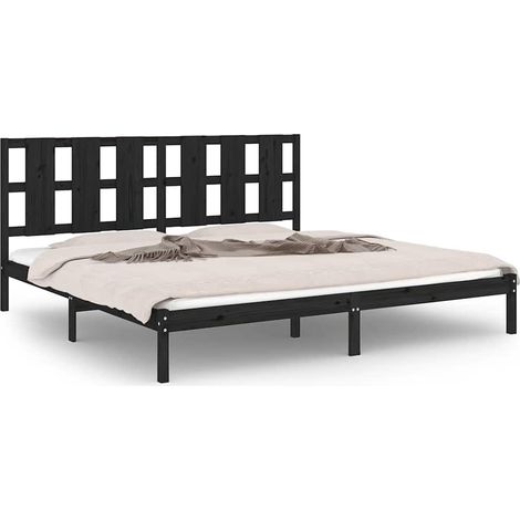 Maison Exclusive - Massivholzbett Schwarz Kiefer 200x200 cm (1/5)
