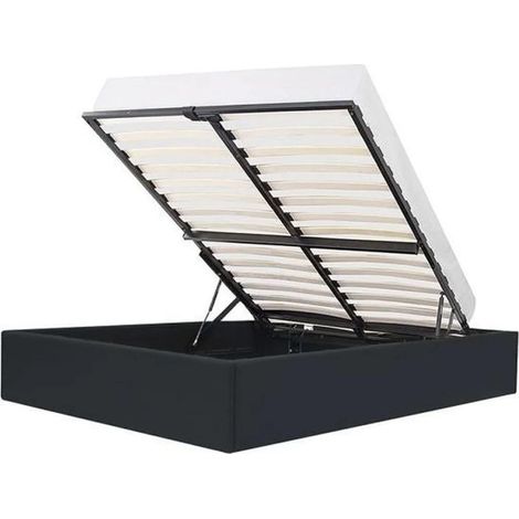 Schlafbox Erwachsene 140 x 190 cm - Kunstleder Schwarz - KEINE