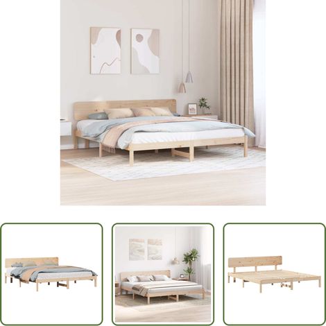 vidaXL Lit pin massif - Cadre de lit avec tête de lit Naturel 180 x 200 cm Pin massif (1/5)