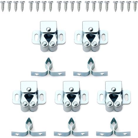 Set mit 5 Doppelrolltorverschlüssen in verschiedenen Ausführungen, robuste Befestigung, für Schränke und Regale. Einfache Selbstmontage. Schrauben inklusive. (1/5)