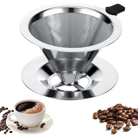 Wiederverwendbarer Kaffeefilter, permanenter Edelstahl-Kaffeefilter, leicht zu reinigen, ideal zum Filtern von selbstgemachtem Kaffee, papierloser Kaffeefilter (1/5)