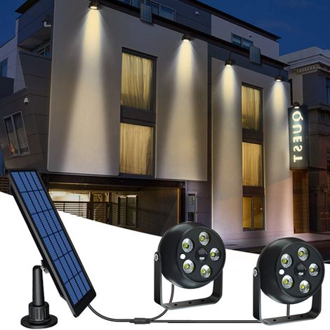 Projecteurs solaires d'extérieur avec capteur de mouvement, spot lumineux LED 2 en 1 à énergie solaire, marche/arrêt automatique avec double tête (1/5)