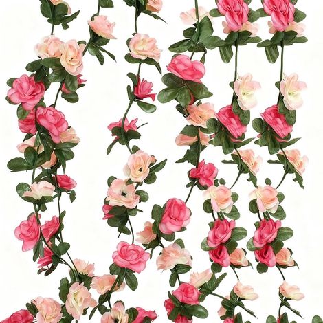2 Pièces Guirlande Fleurs artificielles, 480 cm Guirlandes de Roses Artificielles Double Couleur à Suspendre, pour Extérieur Intérieur Maison Jardin Fêtes Mariage Fête (1/5)