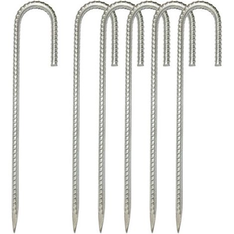 AHLSEN Lot de 6 ancrages au Sol en Acier galvanisé de 30.5 CM - Crochets en J - Crochets de Tente pour sécuriser la clôture, Les tentes, Les auvents, Le Support de Fleurs (1/5)