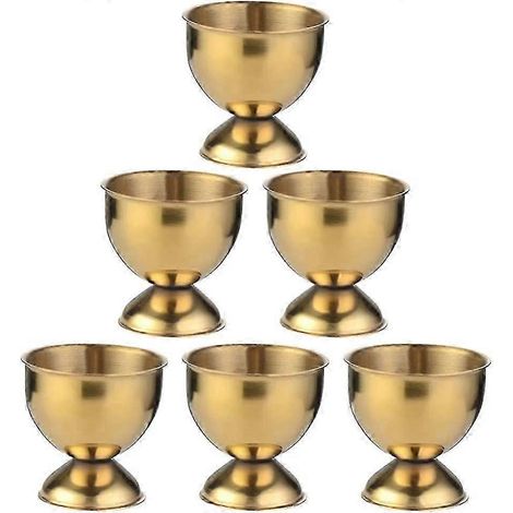 Set mit 6 Eierhaltern aus Edelstahl, goldenen Eierbechern, Eierablagen für Kinder, Ostereiern (1/2)