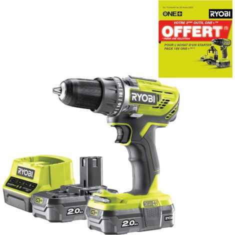 Perceuse-visseuse RYOBI - R18DD3-220S - 18V One+ - 2 batteries 2.0Ah - chargeur rapide (1/5)
