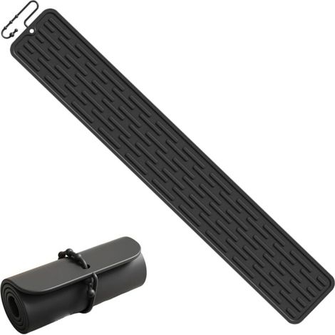 Tapis d'égouttage étroit en silicone pour bar, antidérapant, protège l'évier et l'égouttoir, 55 x 8 cm, noir (1/4)