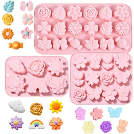 3-Piece Silicone Candy Mold Set, 3D Chocolate Mold (1/5)