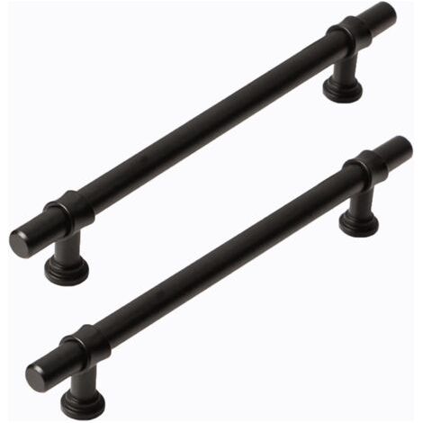 QORVA-2 poignées noir mat pour armoires, cuisines et tiroirs. Entraxe des trous : 96 mm. Fabriquées en alliage d'aluminium et de zinc. Vis incluses.