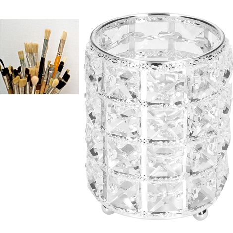 Pot de rangement pour pinceaux de maquillage de style européen, porte-crayons à sourcils rond, argenté (1/5)