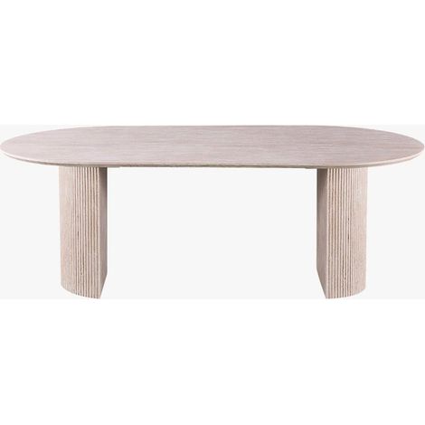 Mobilier Deco – Table à manger ovale 220 cm couleur travertin – Plateau MDF effet travertin – Design moderne et élégant – Pour repas conviviaux (1/5)