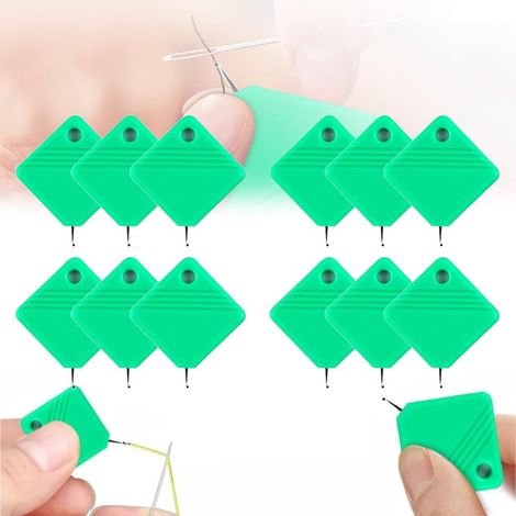 Enhebrador automático de agujas, enhebrador para máquinas de coser, enhebrador de agujas para manualidades de costura, compatible con todos los tamaños de aguja (verde, 12 unidades) (1/5)