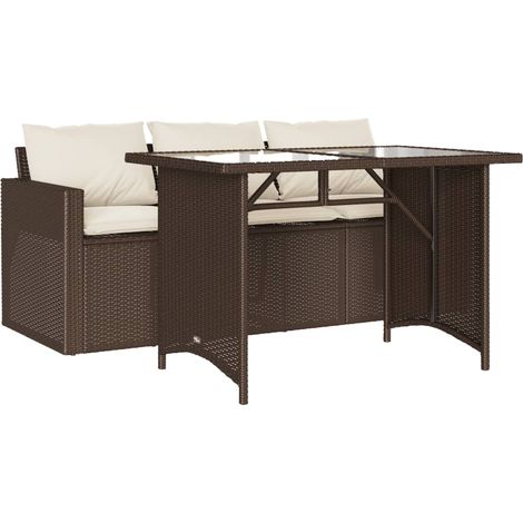Maison Exclusive - Set da Pranzo da Giardino 2pz con Cuscini in Polyrattan Marrone