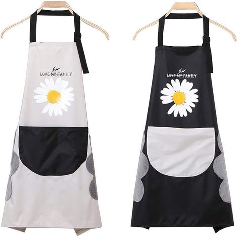 2 Pièces Tabliers de Cuisine Etanche, Réglable Cuisson à Domicile Tabliers, Tablier Réglable avec Poches, Tablier BBQ, Tablier de Cuisine, pour Cuisine Familial, Restaurant, Jardin, Barbecue-Fei Yu (1/5)